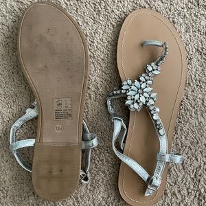 David’s Bridal Jeweled T Strap Sandal